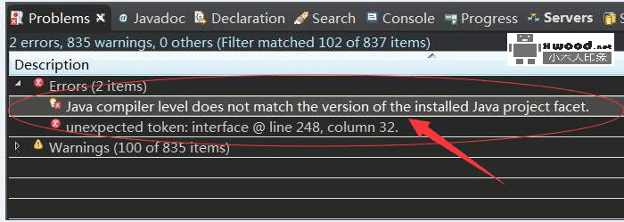 eclipse Problems报出"Java compiler level does not match the version of the installed Java project facet"