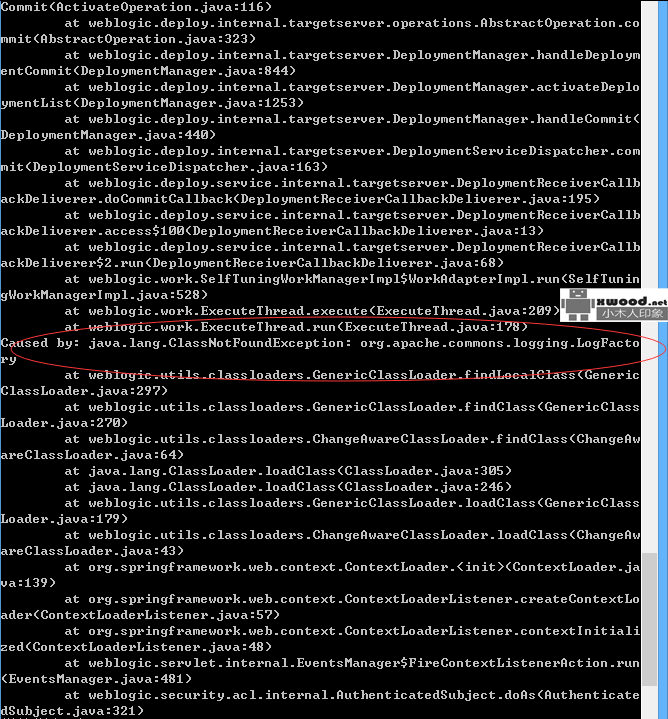 weblogic部署应用启动时报出ModuleException..LogFactory等异常