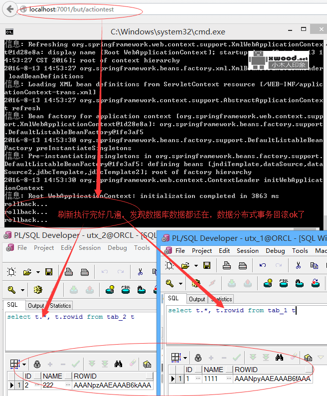 Java基于weblogic实现分布式事务UserTransaction实现测试工程完整源码分析