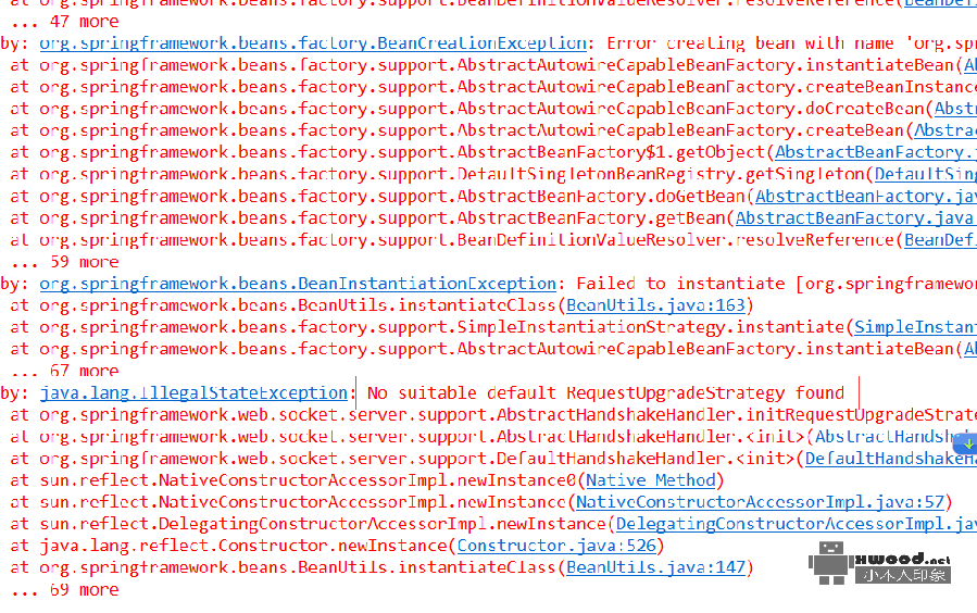 关于java实现通过Spring的WebSocket项目初始化报"java.lang.IllegalStateException:No suitable default RequestUpgradeStrategy found.. "