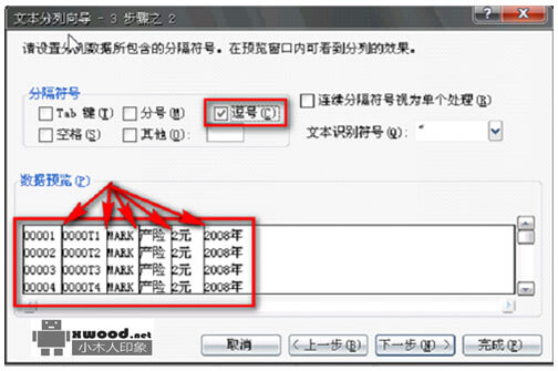 在Office Excel按分隔符号自动分列的设置