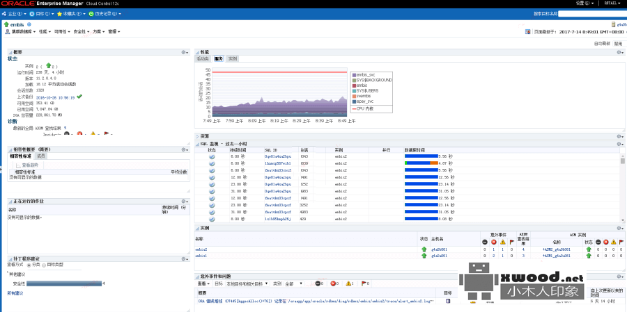 关于通过Oracle OEM工具生成cpu使用率、db活动会话数、数据库负载吞吐量等监控报表
