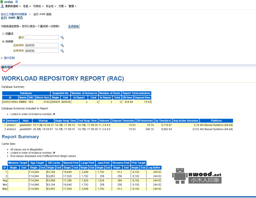 关于通过Oracle OEM工具生成cpu使用率、db活动会话数、数据库负载吞吐量等监控报表