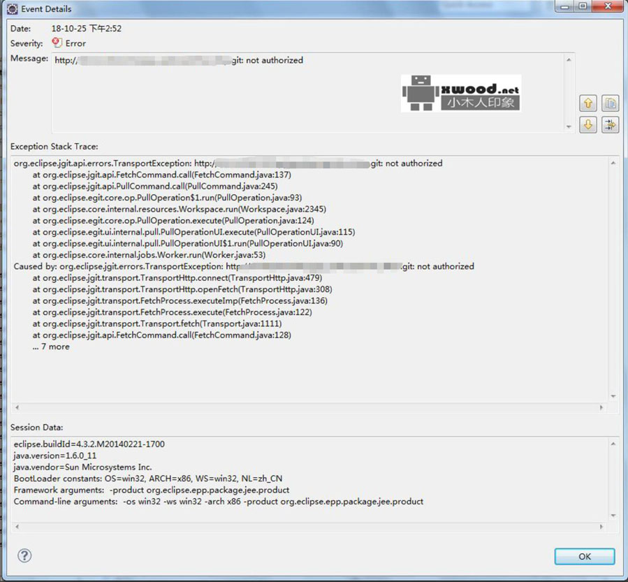 关于eclipse使用git配置报"org.eclipse.jgit.api.errors.TransportException:..git: not authorized"问题