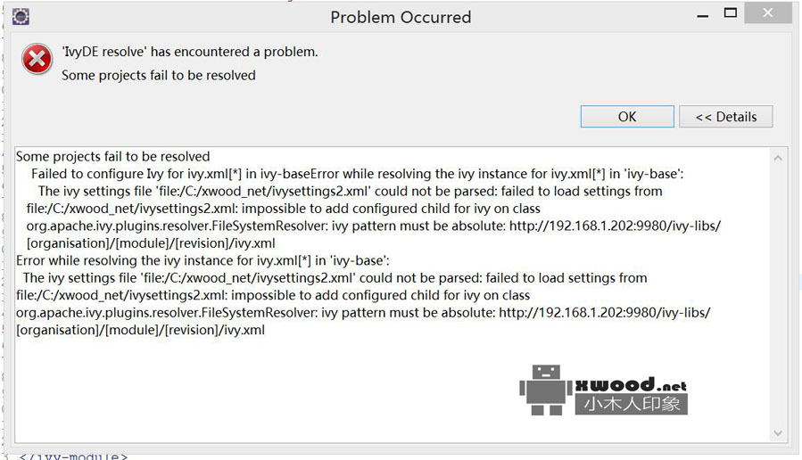 关于ivy项目依赖"IvyDE resolve" has encountered a problem Some projects fail to resolved报Problem Occurred问题